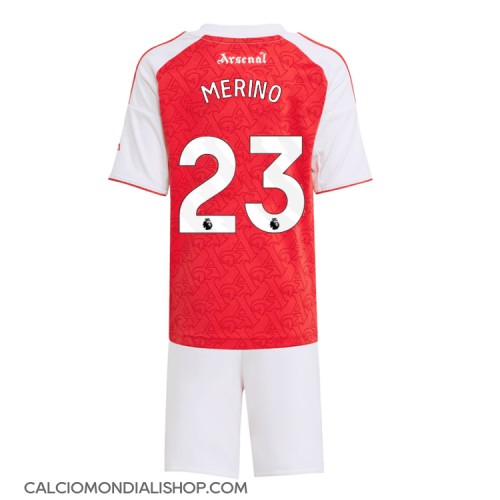 Maglie da calcio Arsenal Mikel Merino #23 Prima Maglia Bambino 2025-26 Manica Corta (+ Pantaloni corti)